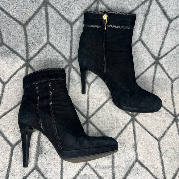 LK Bennett London Black Nikata Suede Leather Heeled Boots - Picture 3 of 11
